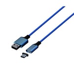 Konix Mythics Câble de charge magnétique 2 m type A à C pour manette DualSense PS5 - Chargement grande vitesse - Bleu