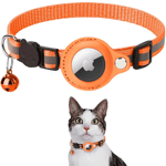 Airtag Skal Cat Collar med Breakaway Bell - Orange