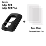 1 étui et 3 films de protection d'écran pour Garmin,compatible avec les modèles Edge 130 plus 520 530 540 830 840 1000 1030 1040 Explore 520 Plus et GPS - Type 520 PlusTemperedFilm