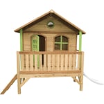 Stef Maison Enfant avec Toboggan Blanc Aire de Jeux pour l'extérieur en Marron & Vert Maisonnette / Cabane de Jeu en Bois fsc - Marron - AXI