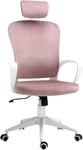 Pink Velvet Desk Chair High Back Tilting Rotate Headrest Armchair Armrest Seat