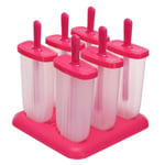Ice Cream Tools Lolly Mould Tray Pan Kitchen 6 Cell Red