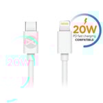 Forever kabel USB-C - Lightning 1,0 m 3A, 20 W, Vit