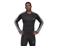adidas Men's Techfit 3-Stripes Training Long-Sleeved Top T-Shirt (Long Sleeve) Black