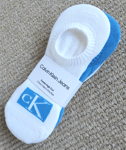 2 PAIRS - Mens CALVIN KLEIN Footie Trainer Socks Aqua Blue White CK2