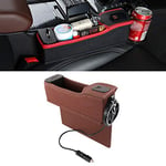 Automotive storage box LGMIN DERANFU Multi-function Car Co-pilot Position Dual USB Charging Digital Display Storage Box Crevice Water Cup Holder (Black) products (Color : Brown)