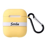 For iPhone cases New Letter Pattern Liquid Silicone Wireless Bluetooth Earphone Protective Case for Apple AirPods 1/2, with Metal Buckle (Black) (Color : Yellow)