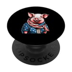 Drapeau américain cochon barbecue fête cochon amateur de ferme PopSockets PopGrip Interchangeable