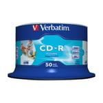 VERBATIM CD-R AZO WIDE INKJET PRINTABLE NO ID 700 MB 50 STK
