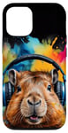iPhone 12/12 Pro Capybara Headphones Capy Colorful Animal Art Print Graphic Case
