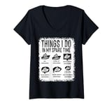 Womens 6 Things I Do In My Spare Time - Bleached Cruising Lovers V-Neck T-Shirt