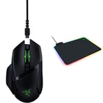 Razer Basilisk Ultimate - Wireless Gaming Mouse with 11 Programmable Buttons Black & Firefly V2 - Gaming Mouse Pad (Gaming Mouse Mat, Micro-Textured Surface, Cable Holder, RGB Chroma Lighting) Black