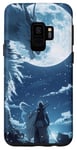 Coque pour Galaxy S9 Guerrier de style animé Visages Lune Loup Fantasy Stars