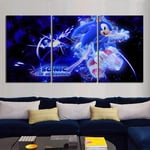 HNTHBZ Fashion Wall Art HD Print Oil Painting Poster 3 Piece Sonic The Hedgehog Game Modular Pictures For Living Room Modern Home Decoration Canvas Paintings (Size : 40cmx60cmx3pcs)