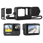 Kit d'accessoires pour GoPro 11/GoPro 10/GoPro 9 Black [10PCS], Boîtier Protection Silicone avec Cordon+6PCS Films de Protection d'écran + 3PCS Housse Capuchon d'objectif pour GoPro Hero 11/10/9