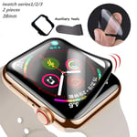 Apple Watch Screen Protector 38mm Series 3/2/1, Full Coverage Scratch-Resistant Anti-Bubble 3D Curved Soft Glass Flexible Film for iWatch 38mm Series 3/2/1 [with Installation Frame Easy Install ]