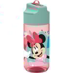 p:os 35607 - Gourde Disney Minnie Mouse pour Enfants, Bouteille d'eau avec Paille intégrée, contenance env. 360 ML, Anti-Fuite, pour l'école, Le Sport et Les Loisirs