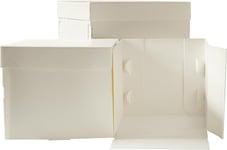 Decora, 0339409 Boîte à gâteaux en carton micro-ondes avec couvercle, de 50,5 x 50,5 x H 50 cm, pour transporter et stocker des gâteaux décorés, emballés individuellement. Produit breveté. Fabriqué en