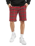 Urban Classics Men's Checker Shorts, Multicolour (Red/Blk 00200), 22 (Size: Small)