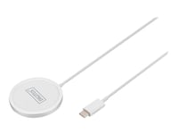 Digitus - Trådlös Laddningsplatta - Magnetisk - 15 Watt - 2 A - Vit - För Apple Wireless Charging Case  Airpods  Airpods Pro  Iphone 12, 13, 14  Watch