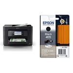 Epson WorkForce WF-4820 All-in-One Wireless Colour Printer with Scanner, Copier, Fax, Ethernet, Wi-Fi Direct and ADF, Black & 405 Black Suitcase Genuine, DURABrite Ultra Ink