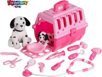 Doctors Set Vet Kit For Kids Pretend Play Toy - Includes 2 Dogs & Travel Carrier