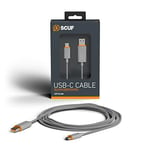 Scuf USB-C Câble Tressé – Connexion et Rechargement USB Type-C de 2 Mètres/6 Pieds pour Manettes Xbox, Manettes PS5 et Smartphones - Gris Clair