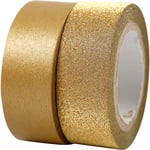 Washitejp, B: 15 mm, guld, 2 rl./ 1 förp.
