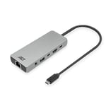 ACT AC7095 Station d'accueil USB C 6 en 1 avec boîtier en Aluminium, 8 K @ 30 Hz, HDMI, 2 Ports USB 3.0, USB Type C 100 W PD, LAN, Audio, Connexion d'un Moniteur supplémentaire à Un Ordinateur
