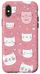 Coque pour iPhone X/XS Cute cats Pink Hearts Love Cat Pattern Phone Cover