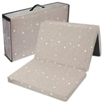 Resebäddmadrass 60x120 cm hopfällbar - tjock hopfällbar madrass för babyvikbar madrass barnmadrass resesäng 120x60 beige med vita stjärnor