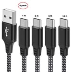 Black Nylon Braided USB Type C Charger Cord, for android mobiles[1/3/6/10]-New