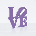 Declea Plaque en bois avec inscription « Love » - Violet - Pour décoration de salon ou de cuisine