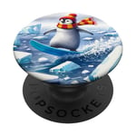 Pingouin Surf Dans Les Eaux Glacées Avec Écharpe Planche De Surf Eau PopSockets PopGrip Interchangeable