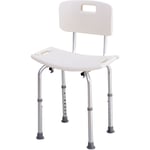 Chaise de douche siège de douche ergonomique hauteur réglable pieds antidérapants charge max. 136 Kg alu hdpe blanc