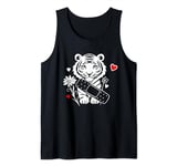 Kawaii Tiger with Plaster Heart and Flowers Get well soon Tank Top
