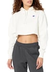 Champion Women's Reverse Weave Cropped Cut Off Hood Sweatshirt, White, X-Small