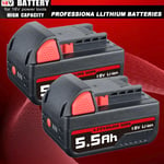 2X For Milwaukee M18 Battery M18B5 Lithium XC 5.5AH Extended Capacity 48-11-1890
