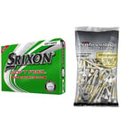 SrixonSrixon Soft Feel 12, White & PTS Unisex Golf Wooden Tees 2 3 4 bag of 100 Tees, 100, Tees UKPTS