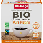 Café Dosettes Compatibles Malongo Pur Matin Arabica Bio Malongo Cafe - La Boite De 16 Dosettes