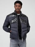 Armani Exchange Funnel Neck Padded Jacket - Black, Black, Size M, Men