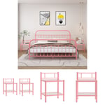 The Living Store Sängbord 2 st rosa och transparent metall och glas -  Nattduksbord
