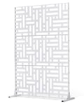 Brise-Vue En Métal-Vevor-120x193 Cm-Avec Support-Confidentialité Décoratif-Pour Patio, Balcon, Salle Intérieure, Jardin-Blanc