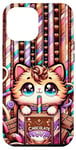 iPhone 15 Plus Kawaii Chocolate Milk Cat - Charming Japanese-Inspired Art Case