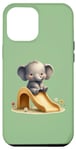 iPhone 14 Plus Green Adorable Elephant on Slide Cute Animal Theme Case