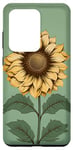 Galaxy S20 Ultra Aesthetic Sunflower Line Art Minimalistic Sage Green Case