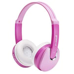 groov-e KIDZ Wireless - DJ-Style Bluetooth Headphones for Kids - Over the Ear Headphone with Audio Sharing Port, Adjustable Headband, & 20Hrs Audio Playback - 3.5mm Audio Jack - Pink