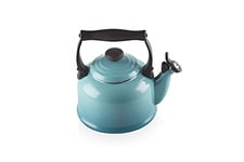 Le Creuset Traditional Stove-Top Kettle with Whistle, Suitable for All Hob Types Including Induction, Enamelled Steel, Capacity: 2.1 L, Teal, 40102021700000