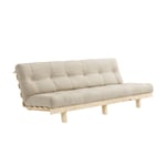 Banquette convertible futon LEAN pin coloris beige couchage 130x190 cm.