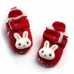 Red Winter Baby Cartoon Bunny Plus Velvet Toddler Boots 0-6m